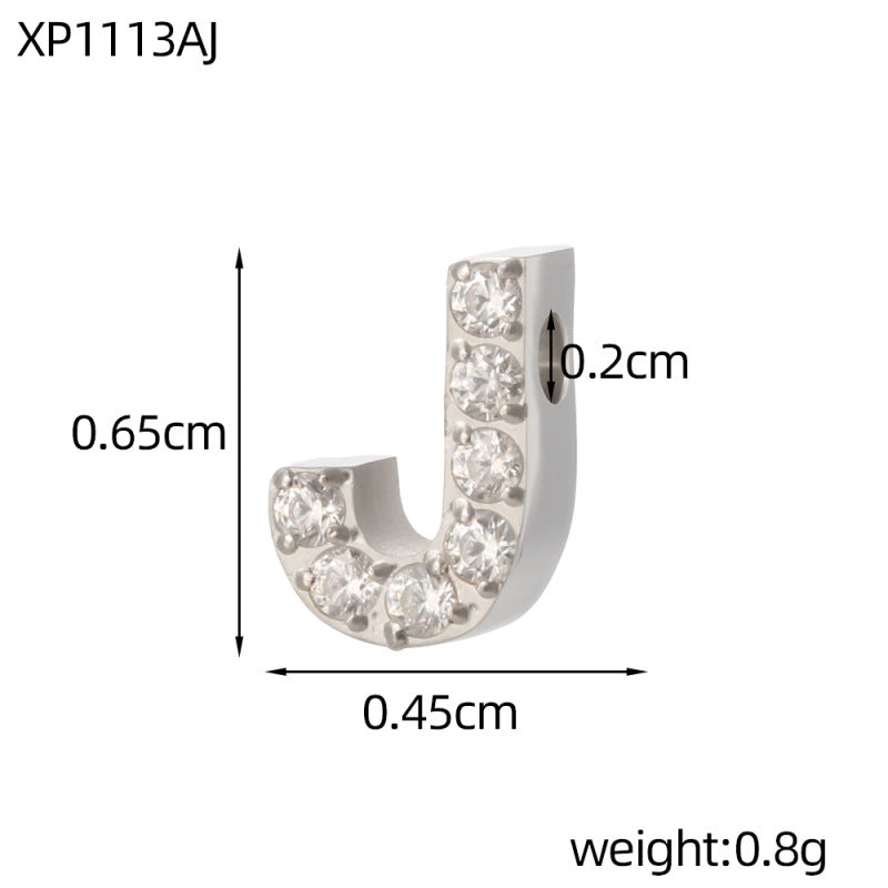 Letter Pendant In 304 Stainless Steel With Zircon Inlay, Featuring Inlay Craftsmanship For Commute Jewelry Accessories