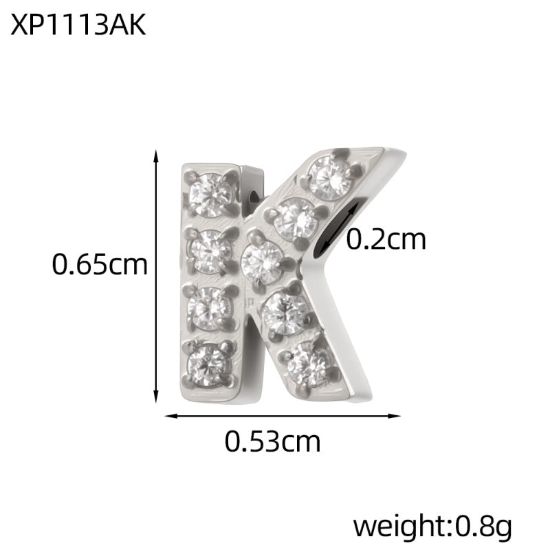 Letter Pendant In 304 Stainless Steel With Zircon Inlay, Featuring Inlay Craftsmanship For Commute Jewelry Accessories