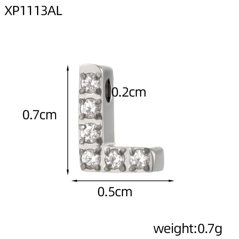 Letter Pendant In 304 Stainless Steel With Zircon Inlay, Featuring Inlay Craftsmanship For Commute Jewelry Accessories