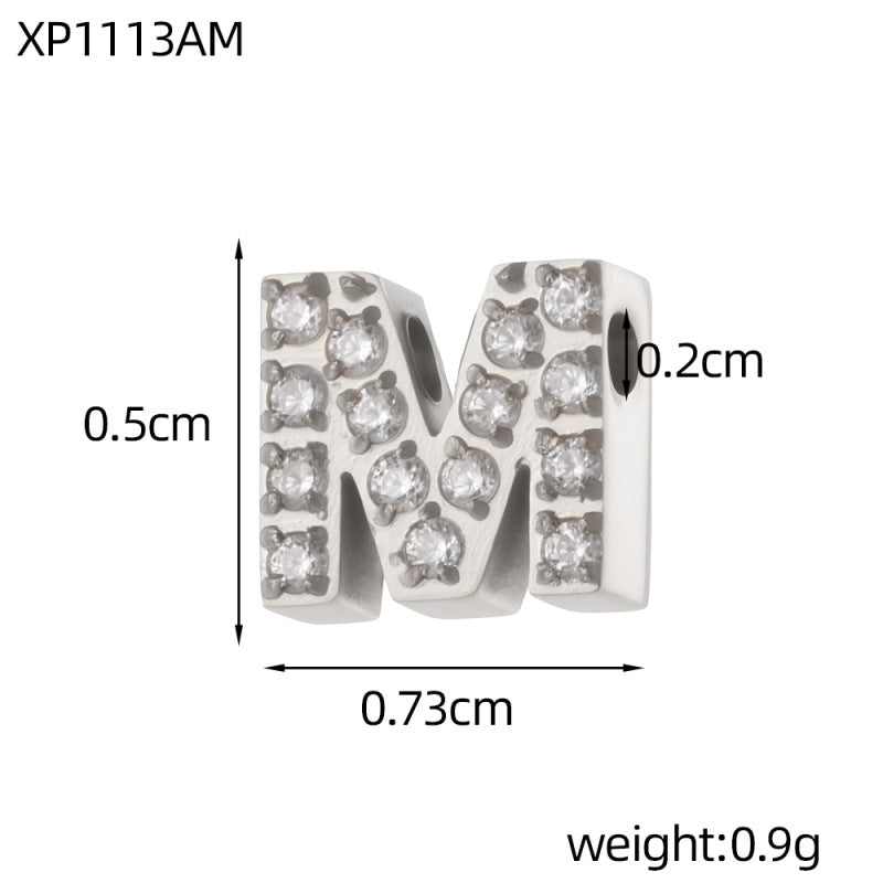 Letter Pendant In 304 Stainless Steel With Zircon Inlay, Featuring Inlay Craftsmanship For Commute Jewelry Accessories