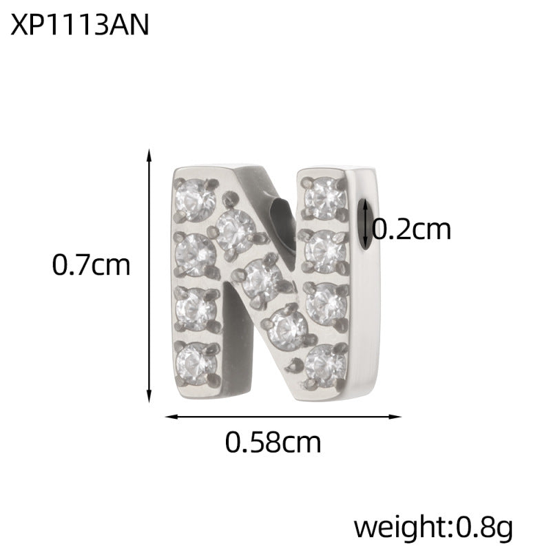 Letter Pendant In 304 Stainless Steel With Zircon Inlay, Featuring Inlay Craftsmanship For Commute Jewelry Accessories