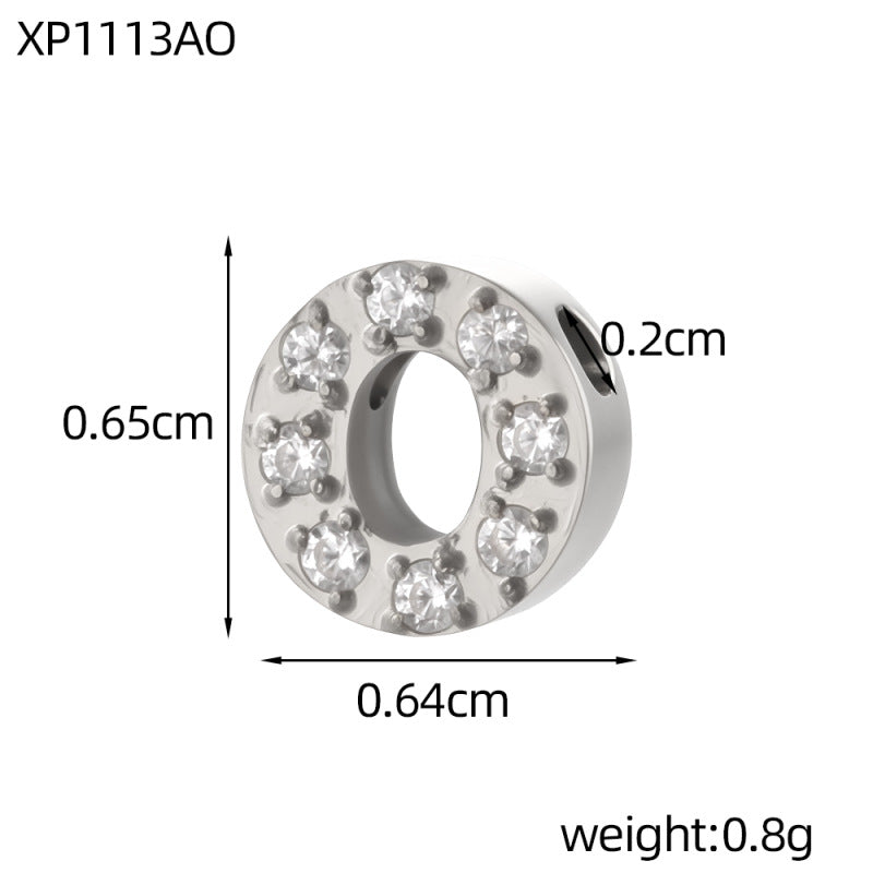 Letter Pendant In 304 Stainless Steel With Zircon Inlay, Featuring Inlay Craftsmanship For Commute Jewelry Accessories