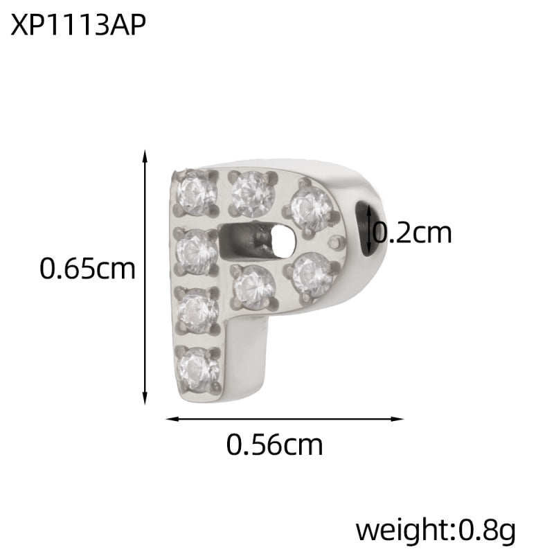 Letter Pendant In 304 Stainless Steel With Zircon Inlay, Featuring Inlay Craftsmanship For Commute Jewelry Accessories