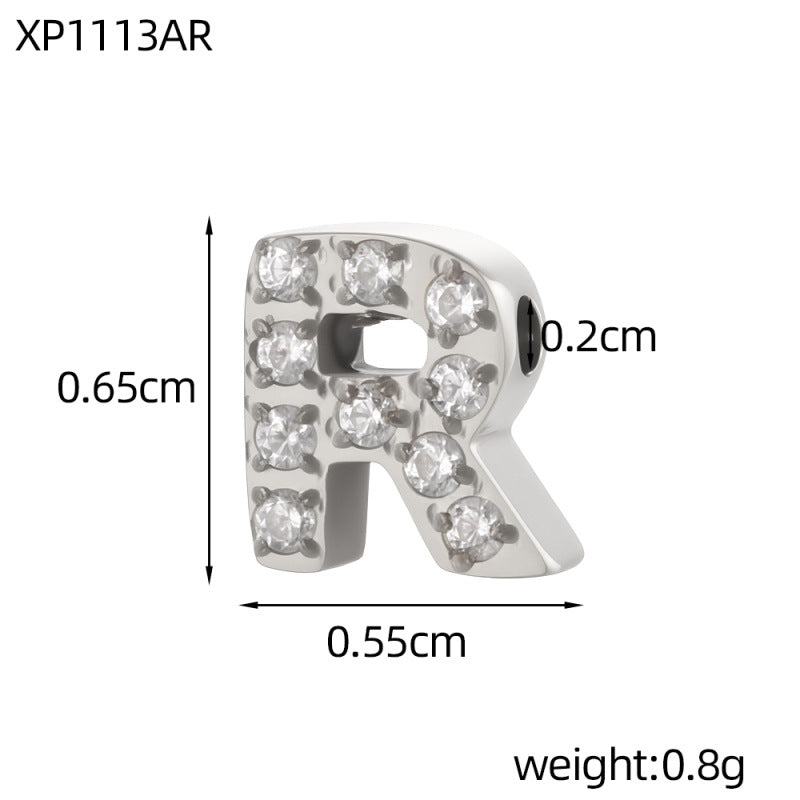 Letter Pendant In 304 Stainless Steel With Zircon Inlay, Featuring Inlay Craftsmanship For Commute Jewelry Accessories