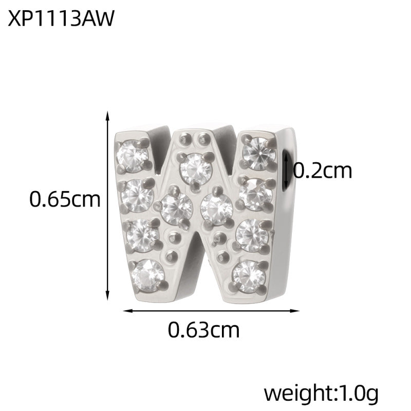 Letter Pendant In 304 Stainless Steel With Zircon Inlay, Featuring Inlay Craftsmanship For Commute Jewelry Accessories