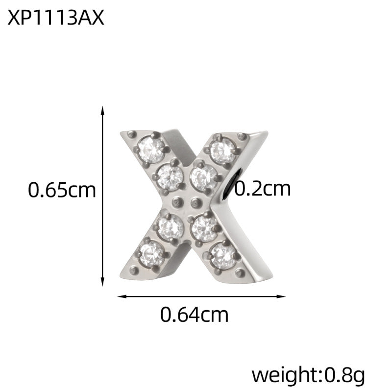 Letter Pendant In 304 Stainless Steel With Zircon Inlay, Featuring Inlay Craftsmanship For Commute Jewelry Accessories