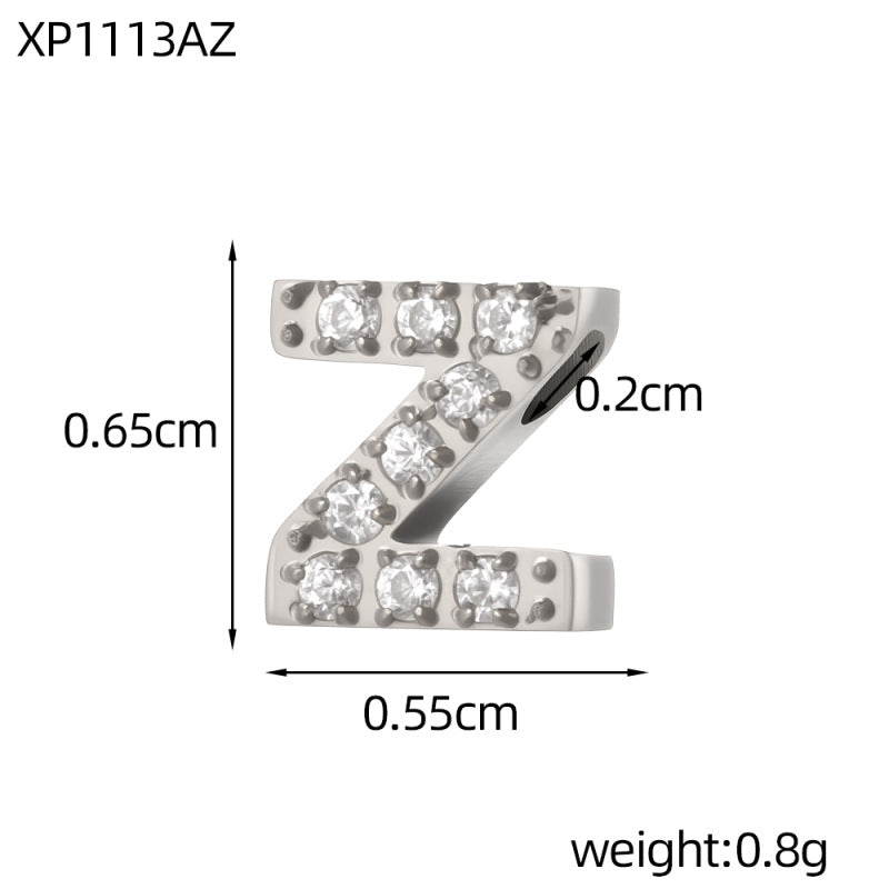 Letter Pendant In 304 Stainless Steel With Zircon Inlay, Featuring Inlay Craftsmanship For Commute Jewelry Accessories