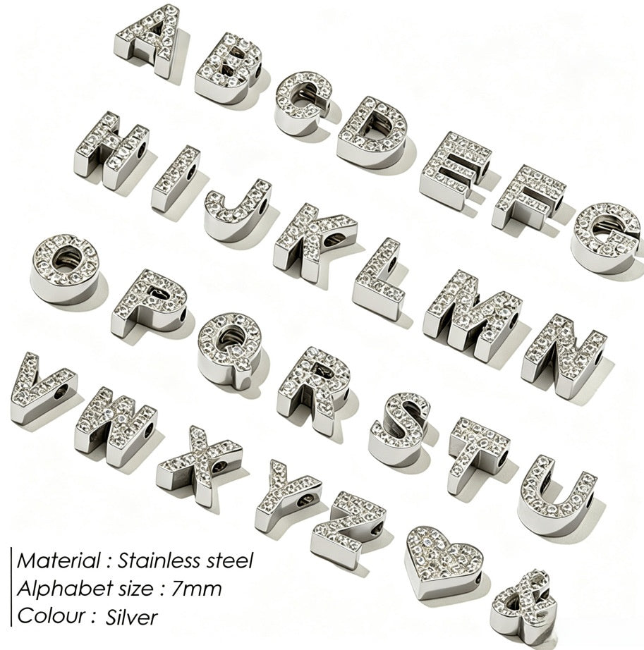 Letter Pendant In 304 Stainless Steel With Zircon Inlay, Featuring Inlay Craftsmanship For Commute Jewelry Accessories