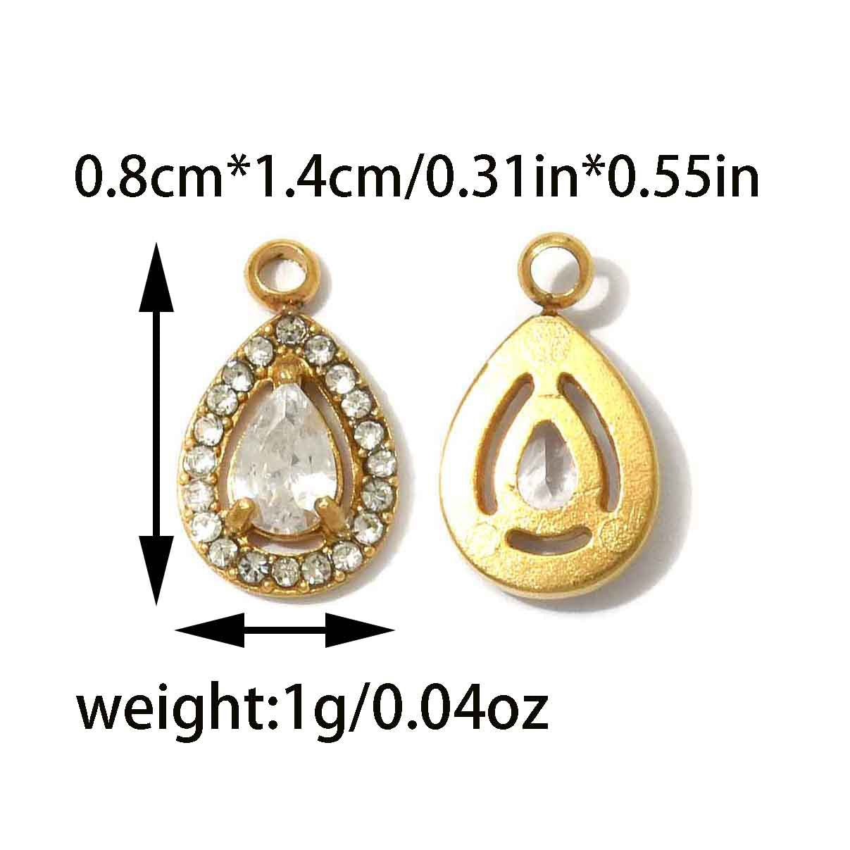 Geometric 304 Stainless Steel Pendant With Zircon Inlay, Electroplated Finish, Commute Style Jewelry Accessory