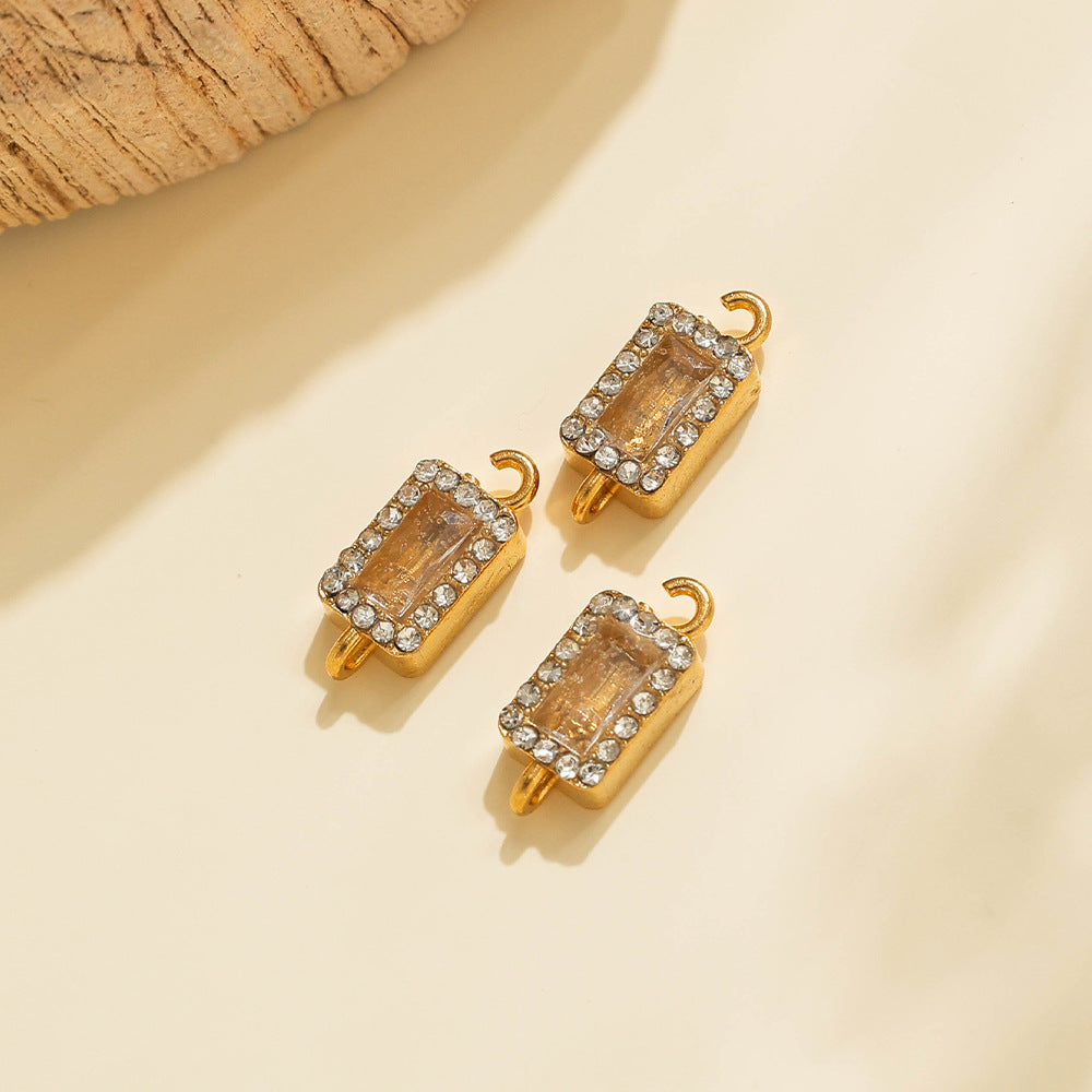 Geometric 304 Stainless Steel Pendant With Zircon Inlay, Electroplated Finish, Commute Style Jewelry Accessory