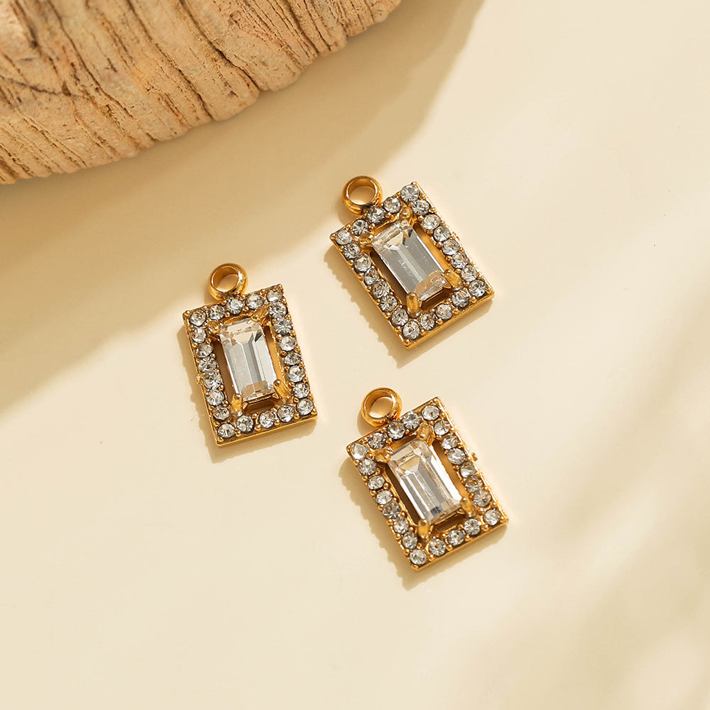 Geometric 304 Stainless Steel Pendant With Zircon Inlay, Electroplated Finish, Commute Style Jewelry Accessory