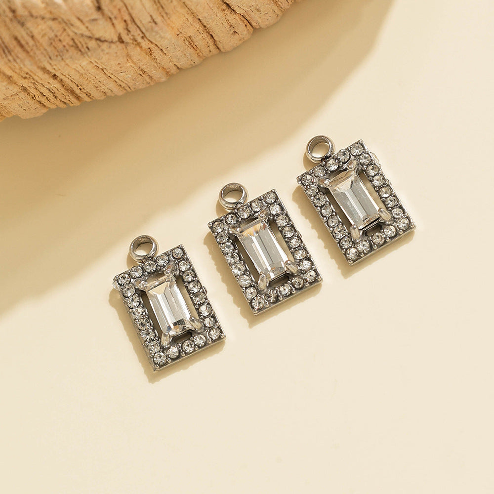 Geometric 304 Stainless Steel Pendant With Zircon Inlay, Electroplated Finish, Commute Style Jewelry Accessory