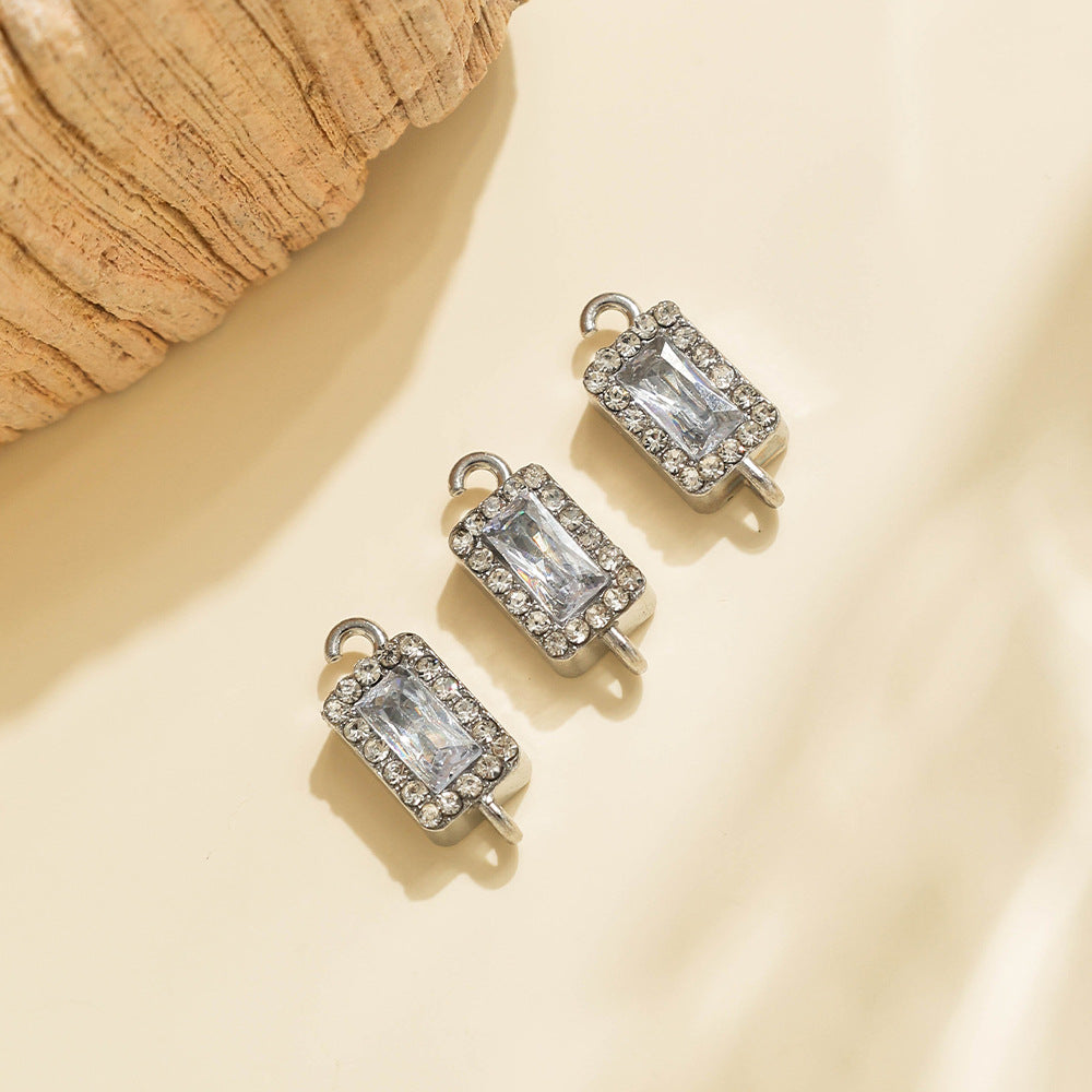Geometric 304 Stainless Steel Pendant With Zircon Inlay, Electroplated Finish, Commute Style Jewelry Accessory