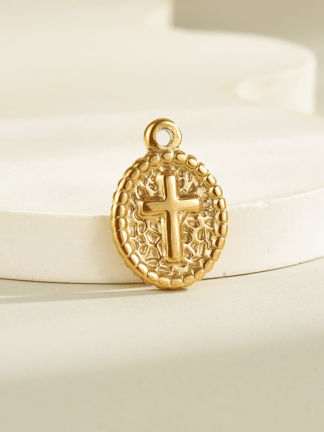 Gold Electroplated Metal Cross Pendant Featuring Religious Style Jewelry Accessories