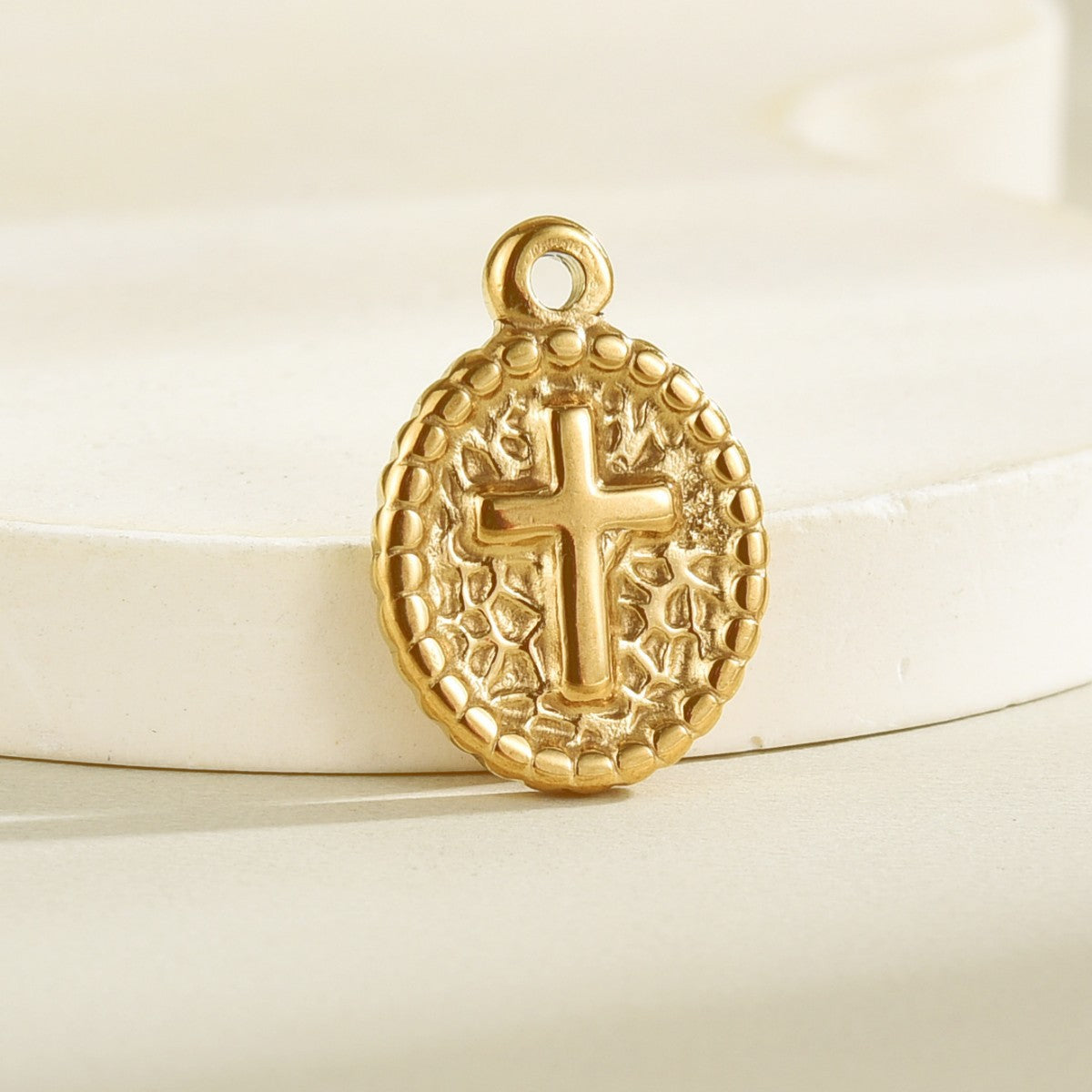 Gold Electroplated Metal Cross Pendant Featuring Religious Style Jewelry Accessories