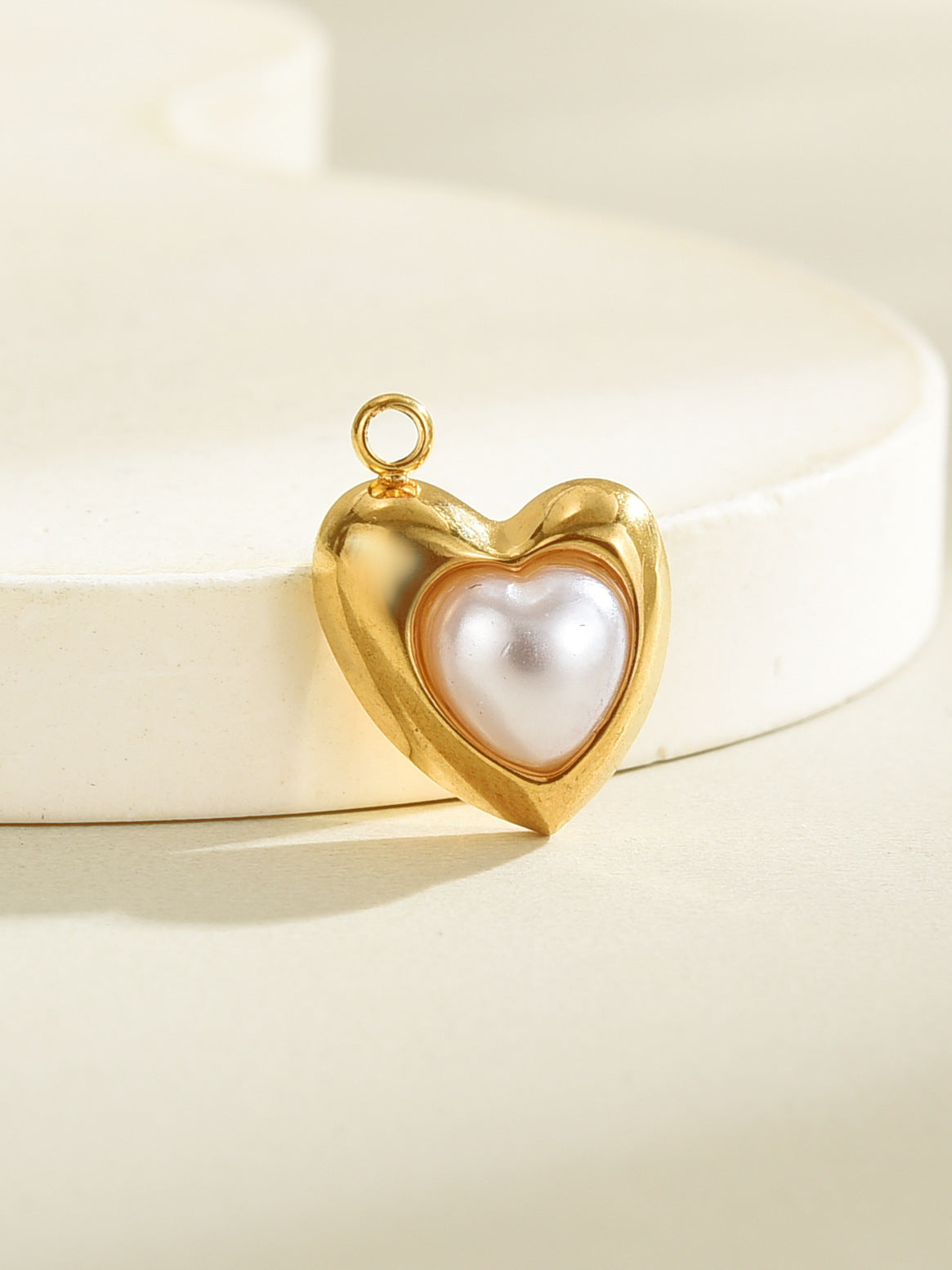 Heart Shape Pendant In Shell Material With 18K Real Gold Plated Electroplated Finish, Available In Gold