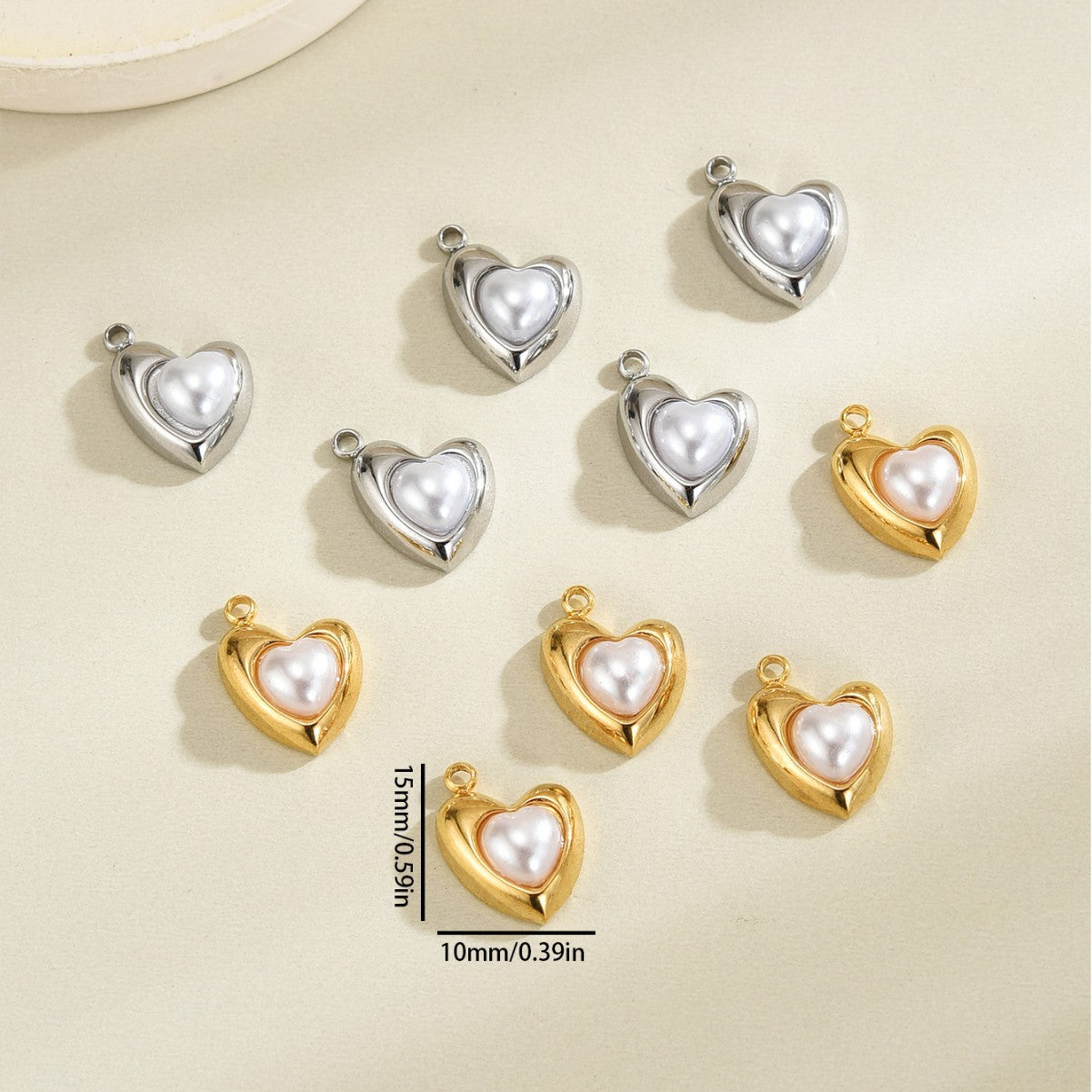 Heart Shape Pendant In Shell Material With 18K Real Gold Plated Electroplated Finish, Available In Gold
