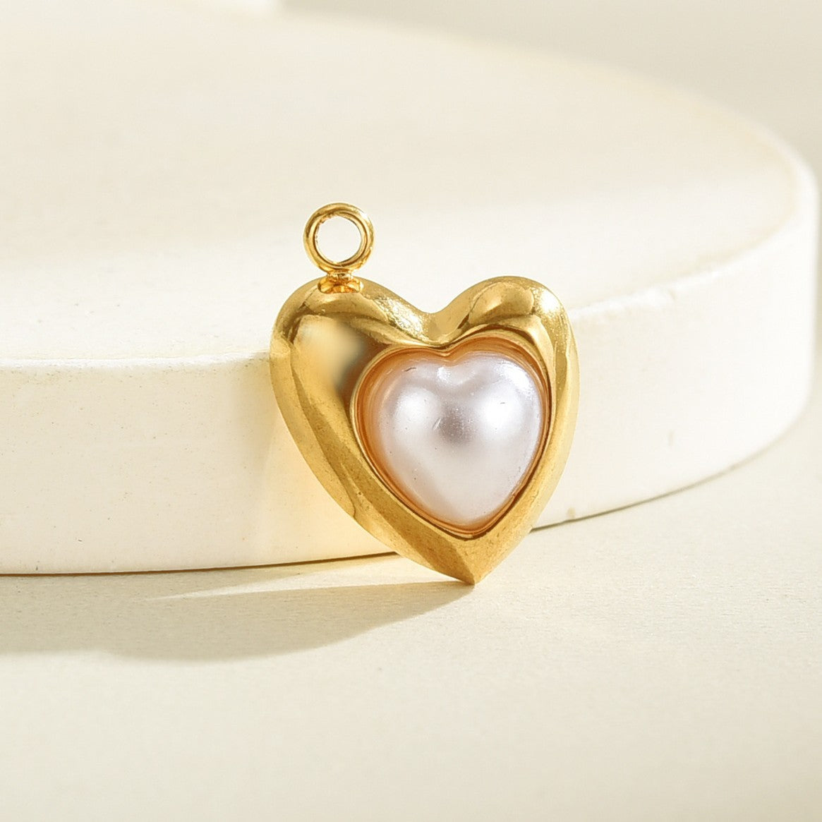 Heart Shape Pendant In Shell Material With 18K Real Gold Plated Electroplated Finish, Available In Gold