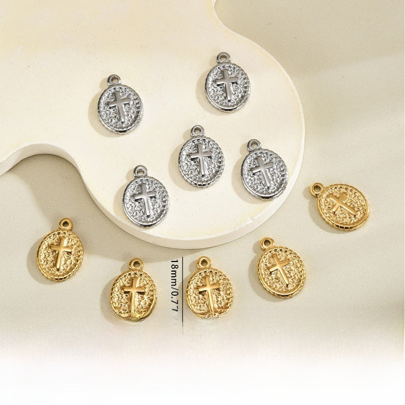 Gold Electroplated Metal Cross Pendant Featuring Religious Style Jewelry Accessories