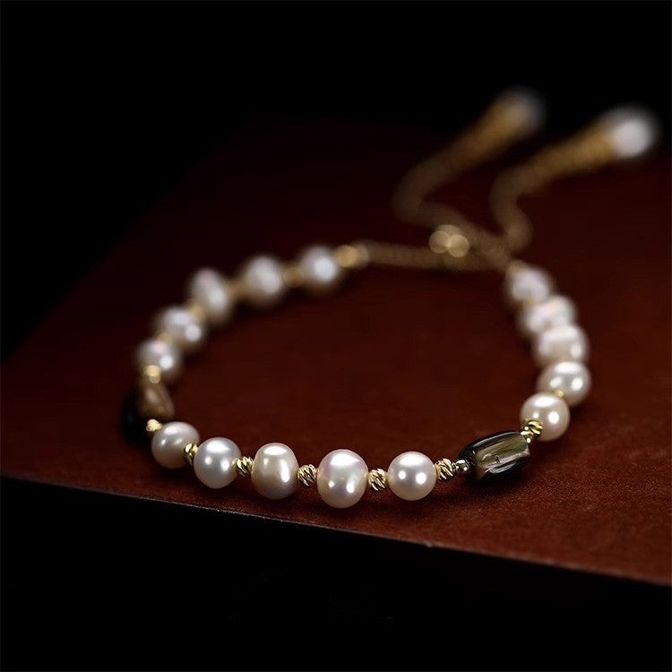 Baroque Style Unisex Freshwater Pearl Bracelet With Electroplated Beading Craft Featuring Freshwater Pearl Inlay