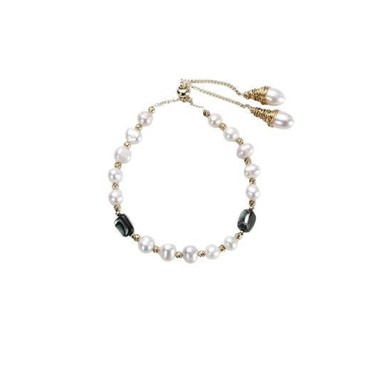 Baroque Style Unisex Freshwater Pearl Bracelet With Electroplated Beading Craft Featuring Freshwater Pearl Inlay
