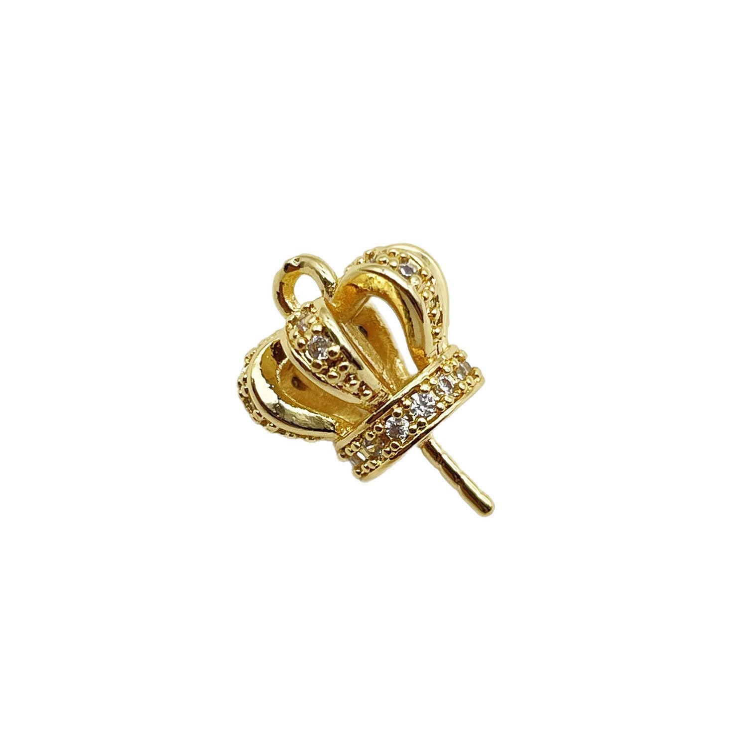 Crown Pendant In Copper With 18K Real Gold Plated Electroplated Finish Featuring Zircon Inlay, Baroque Style DIY Jewelry