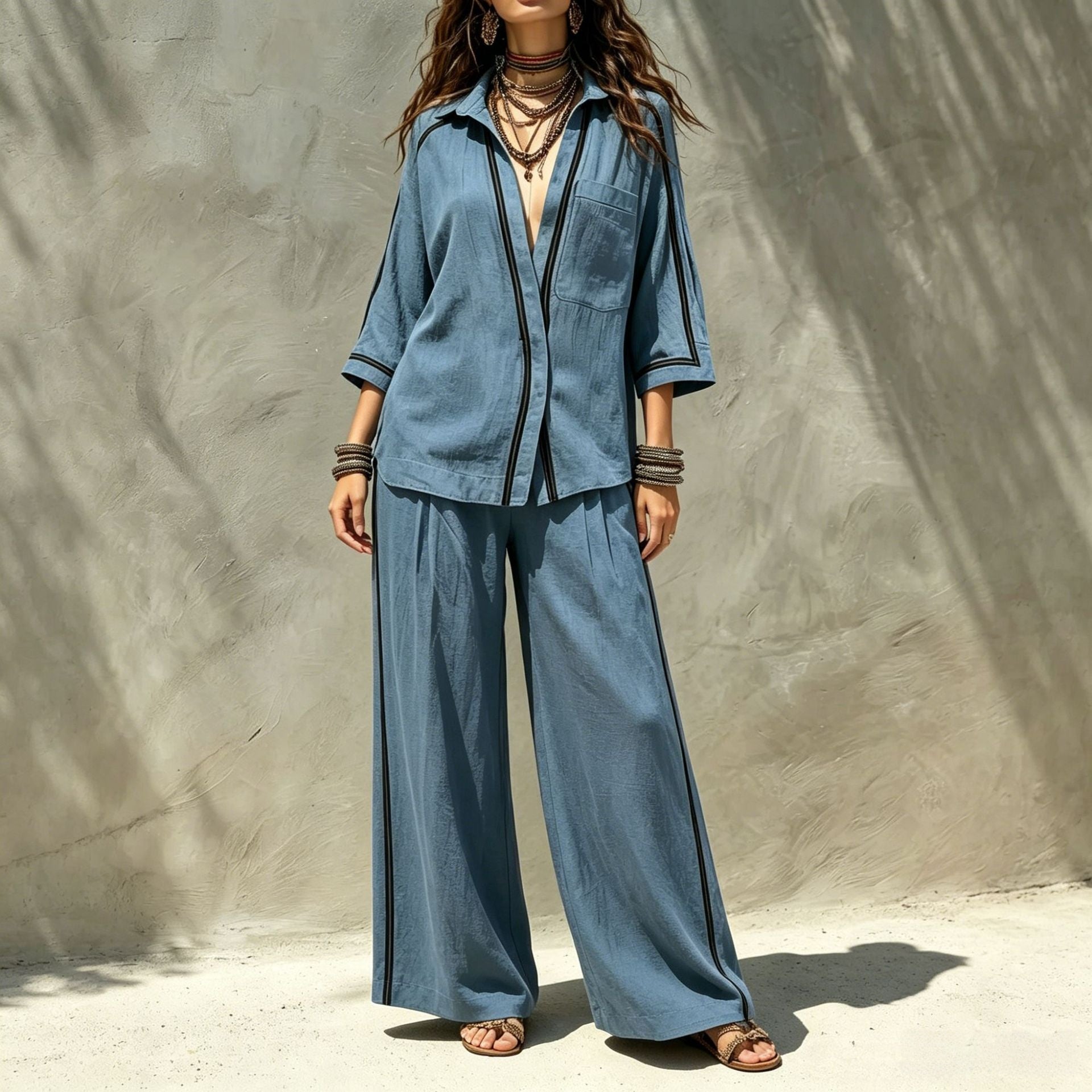 Color Block Full Length Cotton Blends Jumpsuit With Contrast Binding For Holiday Vacation, Inelastic