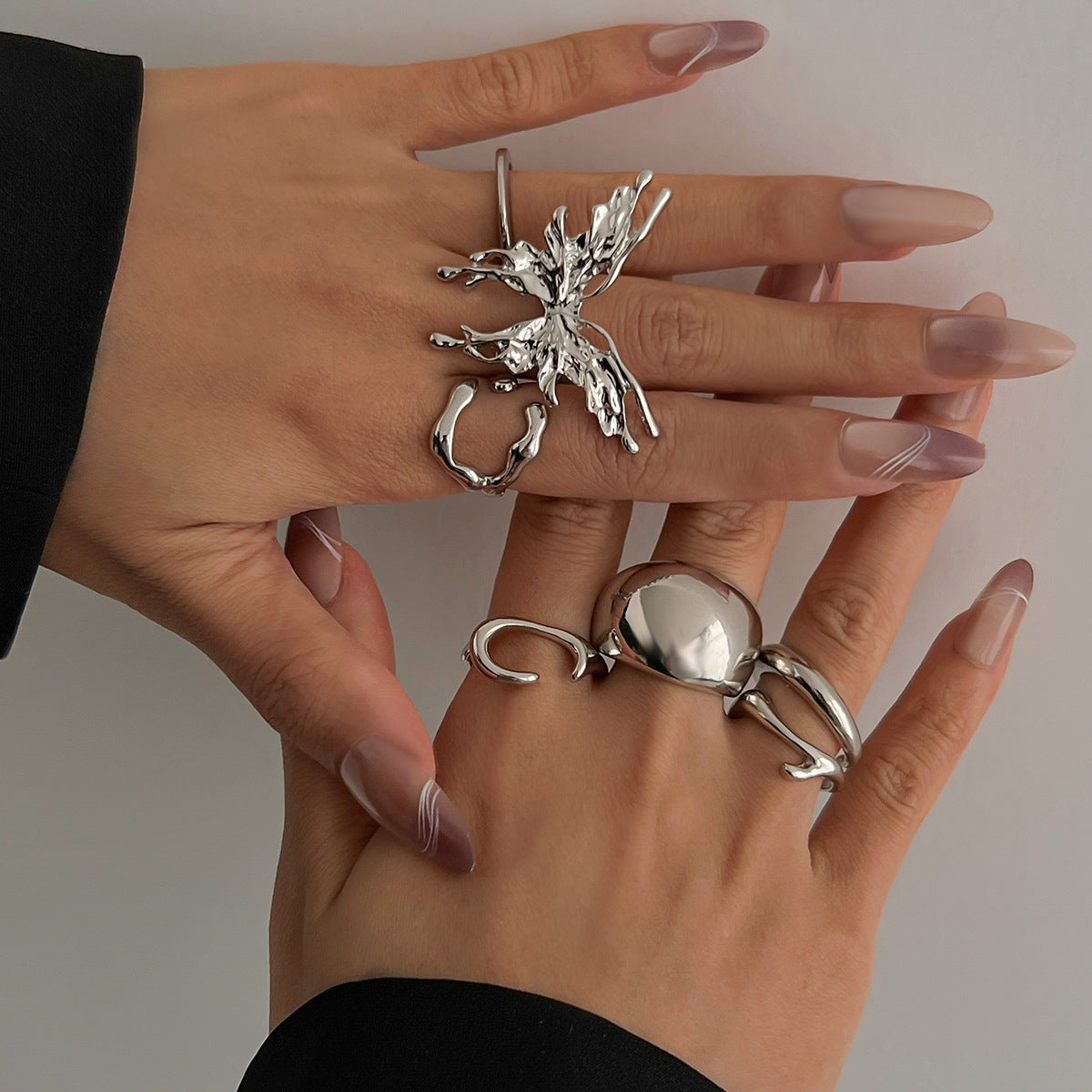 Butterfly Ring For Women 1 Set Made Of Zinc Alloy Featuring Electroplated Finish