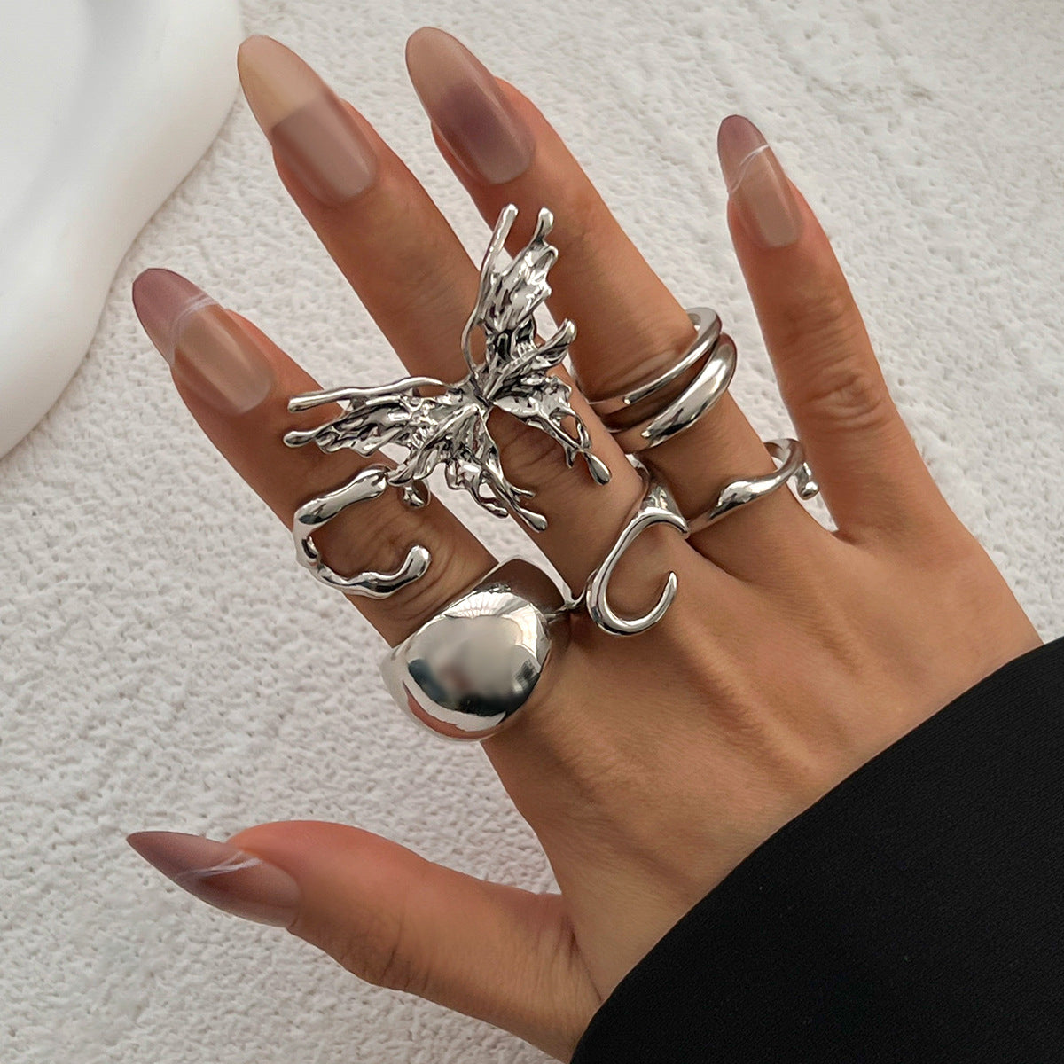 Butterfly Ring For Women 1 Set Made Of Zinc Alloy Featuring Electroplated Finish
