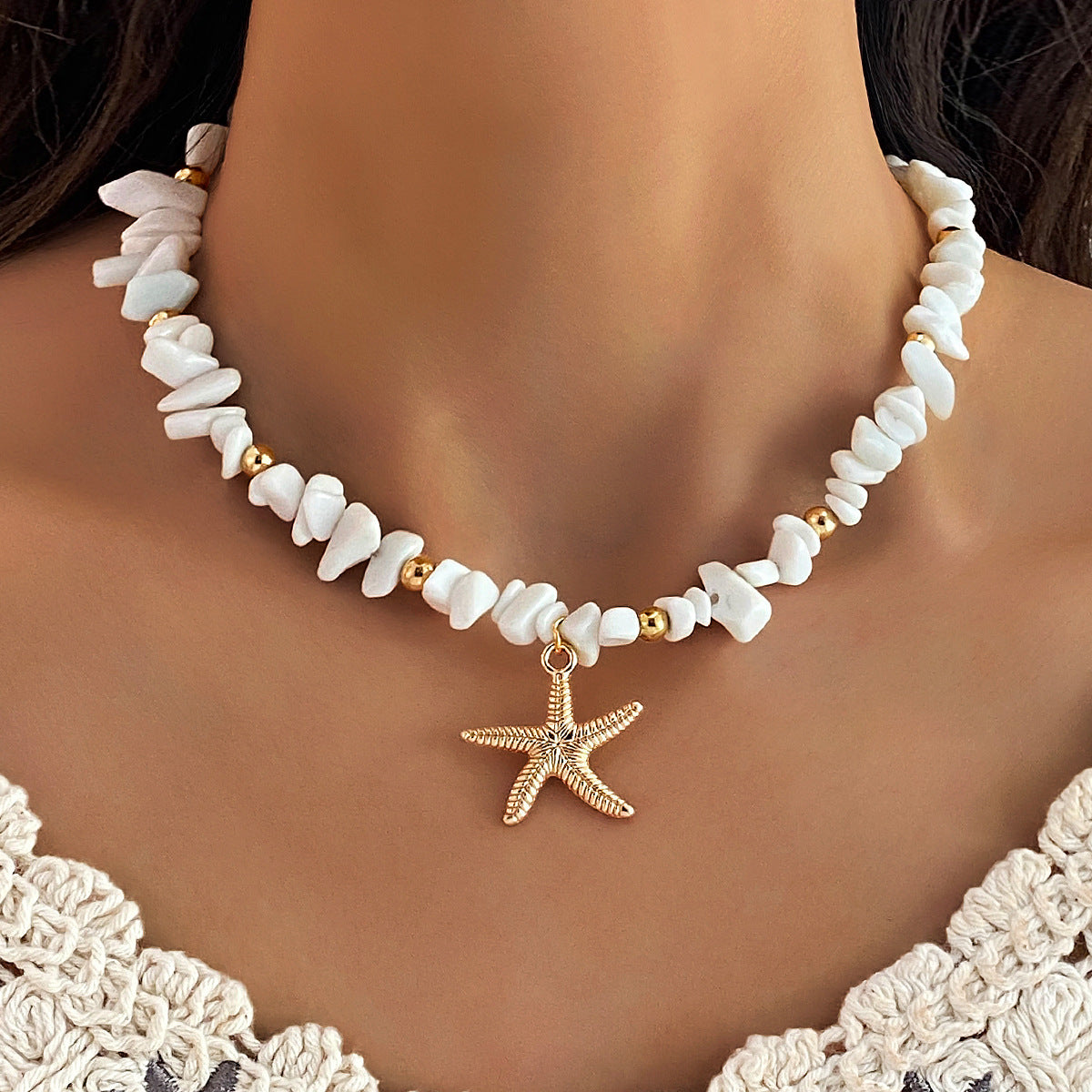 Ocean Pattern Marine Style Necklace For Women With Electroplated Alloy Pendant And Ball Chain