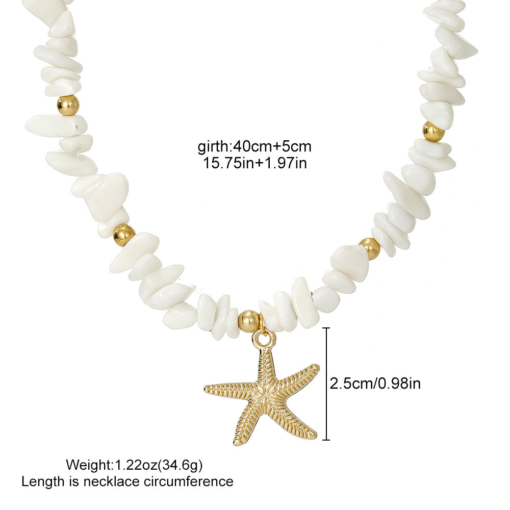 Ocean Pattern Marine Style Necklace For Women With Electroplated Alloy Pendant And Ball Chain