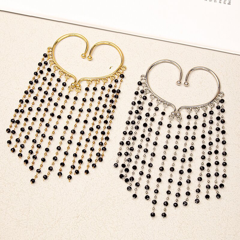Gold Tassel Ear Cuff Earrings For Women Featuring Alloy Craft And Copper Ear Pins