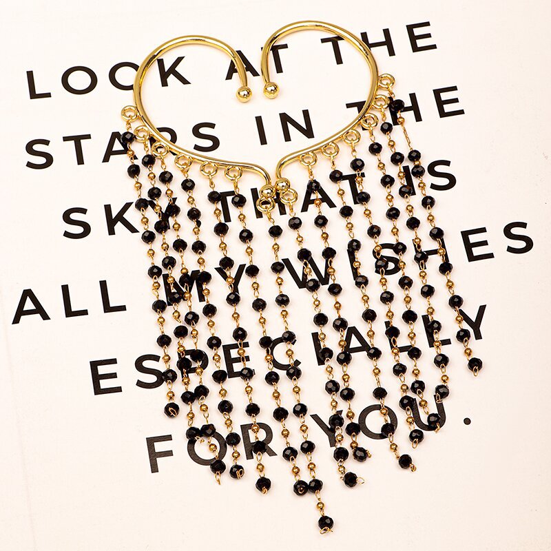 Gold Tassel Ear Cuff Earrings For Women Featuring Alloy Craft And Copper Ear Pins