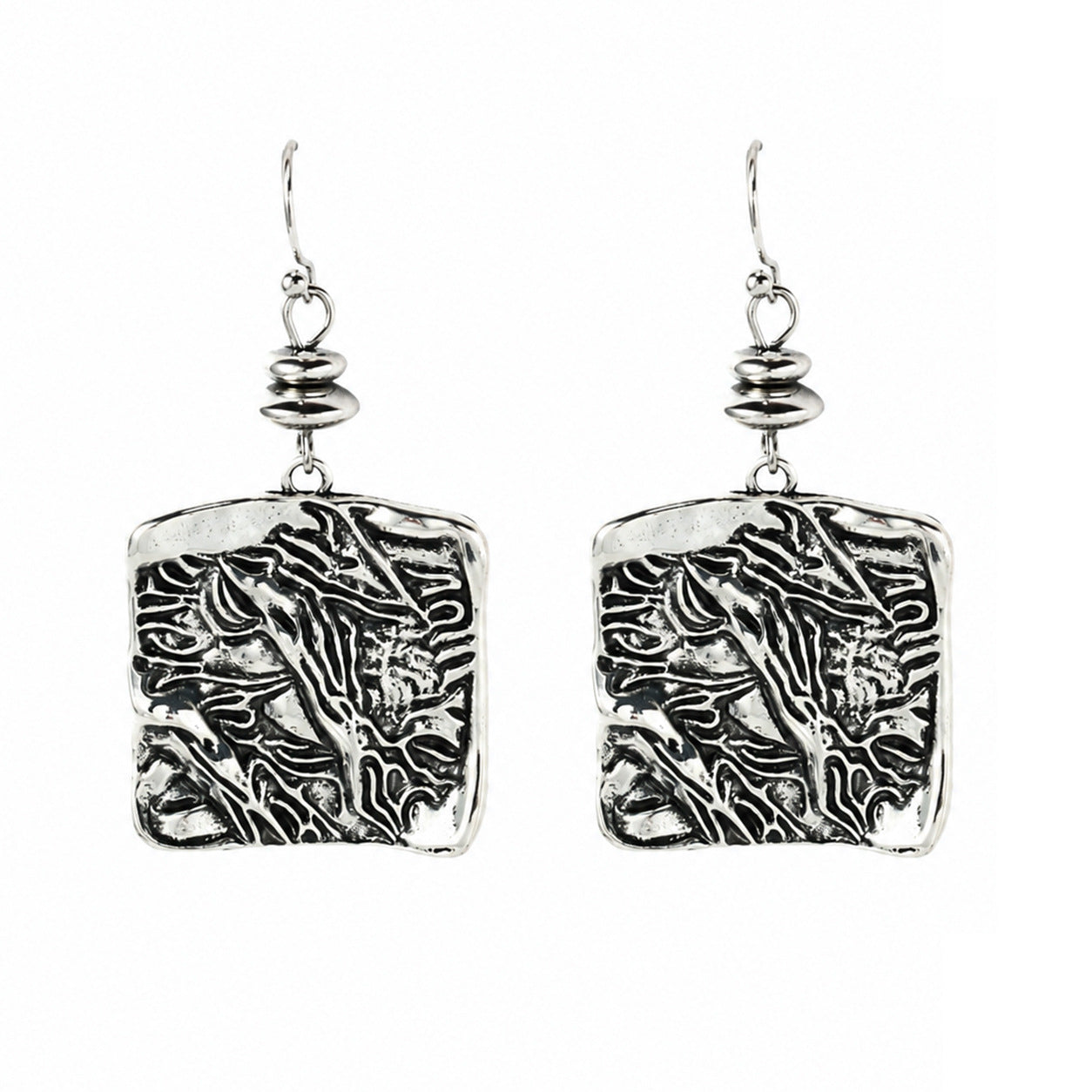 Geometric Hammered Earrings For Women Featuring Antique Gold Plating Zinc Alloy Material