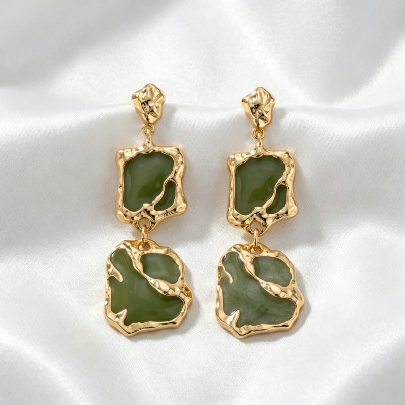 Geometric Earrings For Unisex Featuring Electroplated Alloy With Retro Style And 304 Stainless Steel Ear Pins