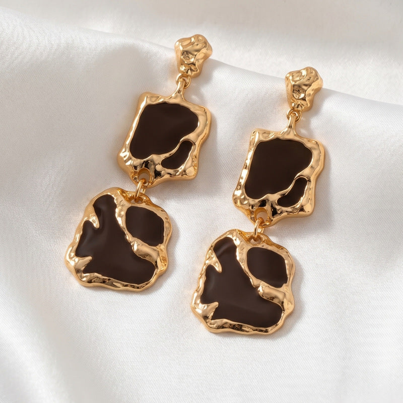 Geometric Earrings For Unisex Featuring Electroplated Alloy With Retro Style And 304 Stainless Steel Ear Pins