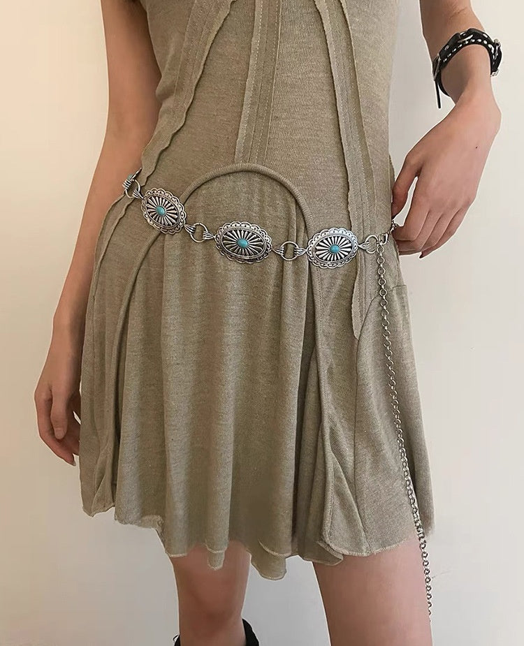Bohemian Women’s Braided Belt With Flowers Pattern Featuring Pu Leather Automatic Buckle And Braid Surface Finish