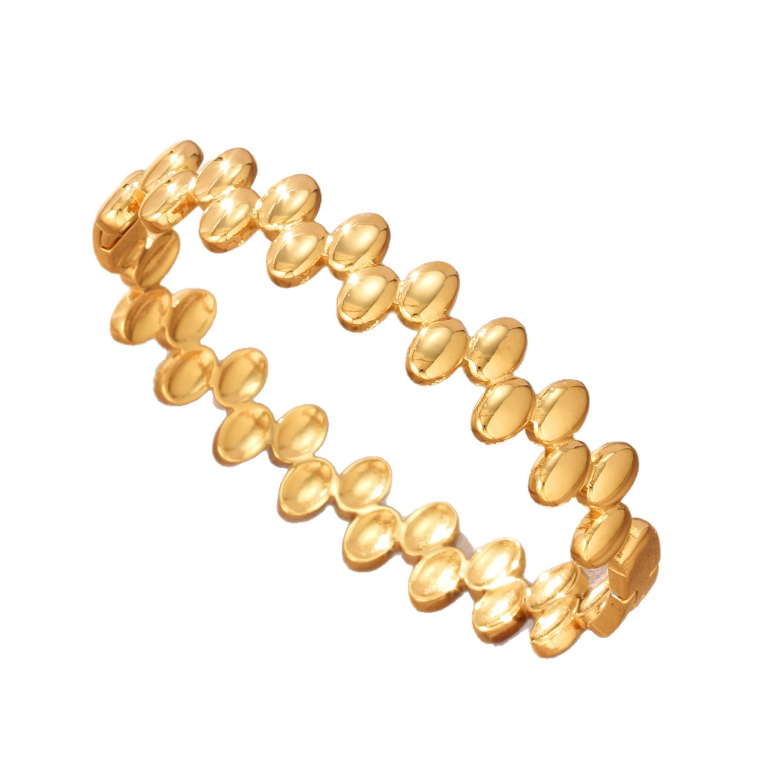 Luxurious Elaborate Geometric Bangle In Titanium Steel With 18K Real Gold Plated PVD Coating