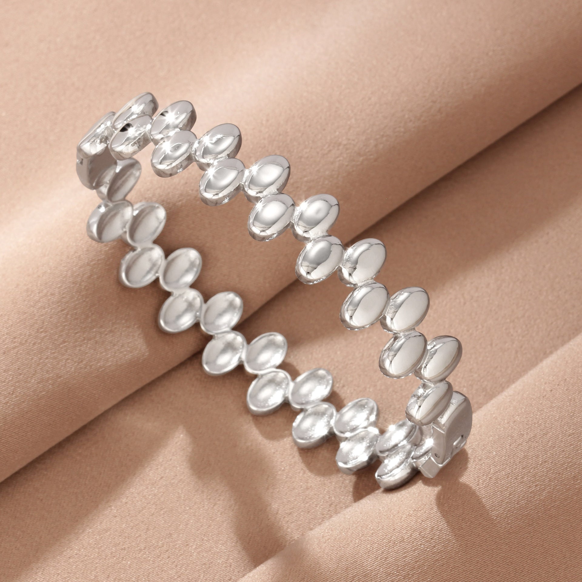 Luxurious Elaborate Geometric Bangle In Titanium Steel With 18K Real Gold Plated PVD Coating