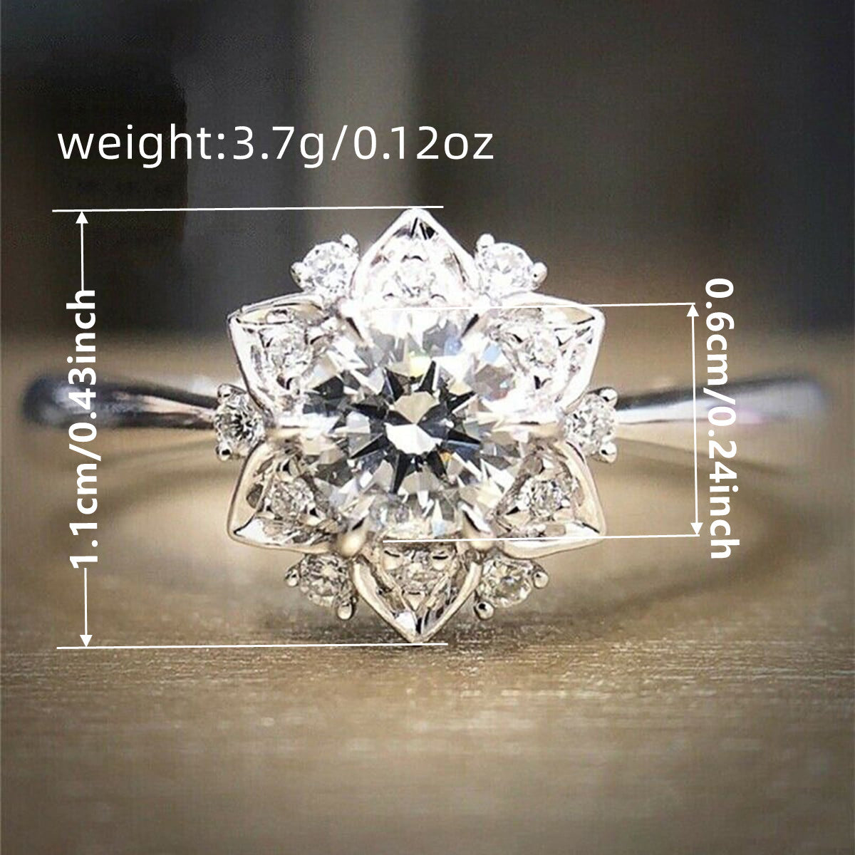 Geometric Claw Setting Ring For Women In Copper With White K Water Plating And Zircon Inlay