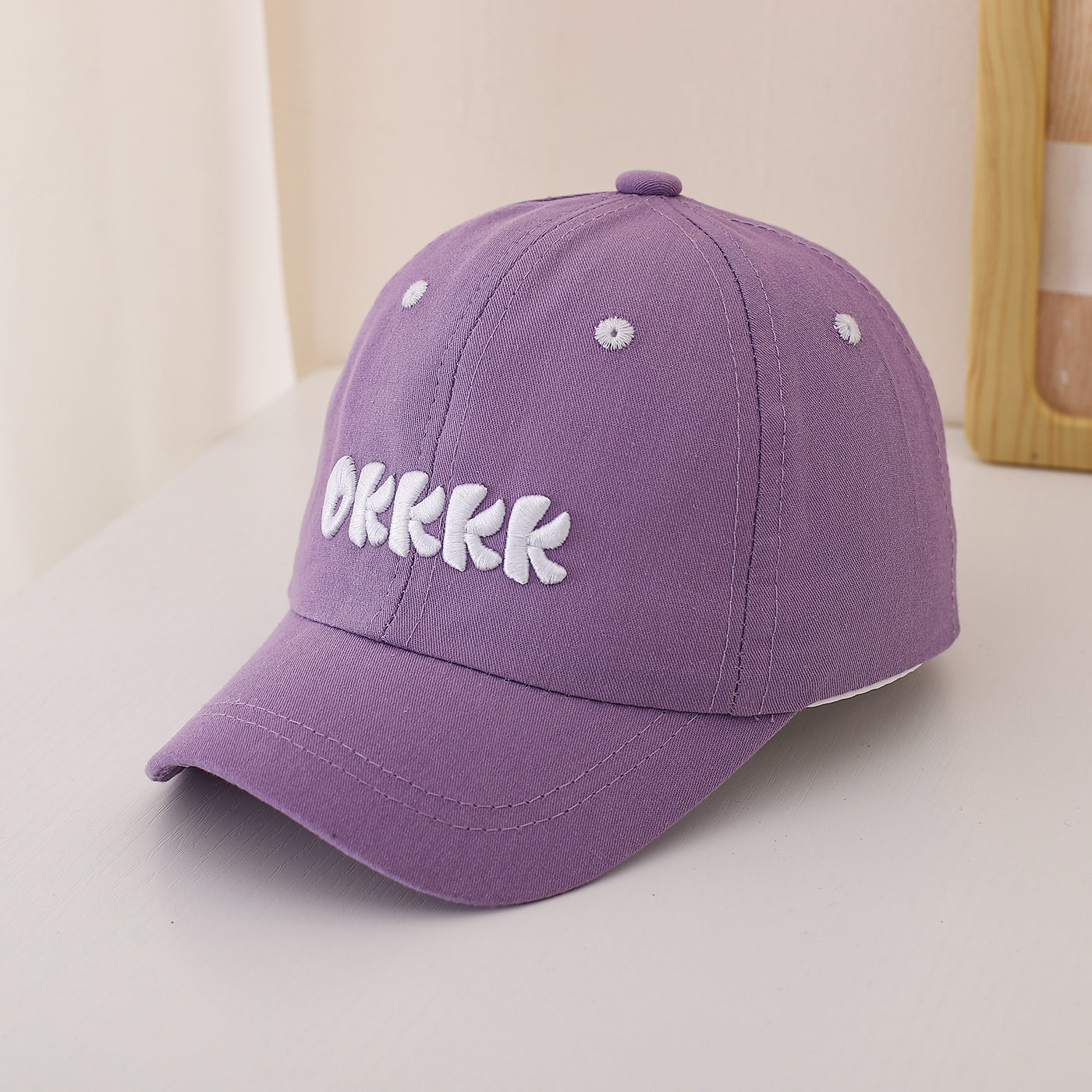 Casual Letter Embroidery Baseball Cap For Children Unisex In Beige, 1 Piece