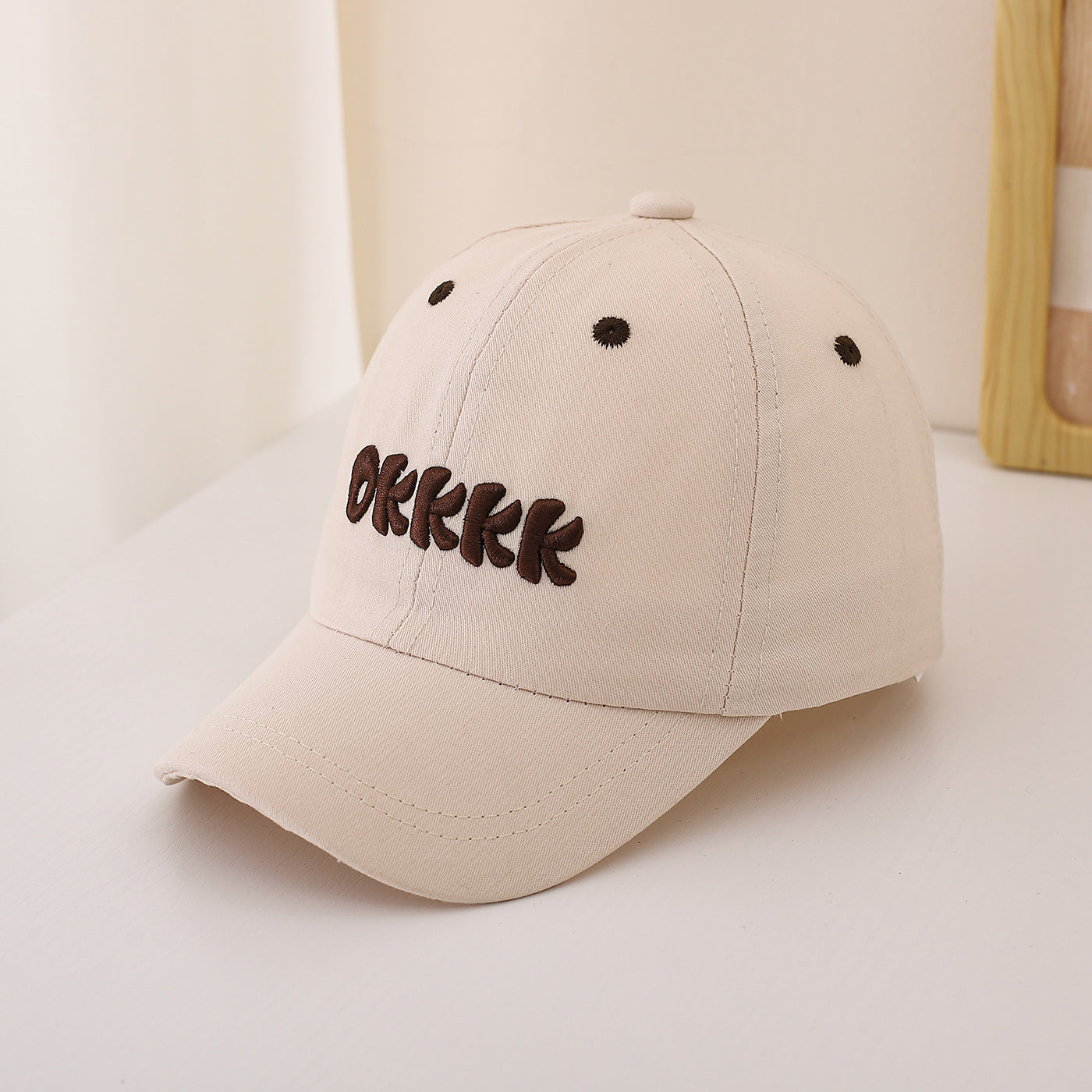 Casual Letter Embroidery Baseball Cap For Children Unisex In Beige, 1 Piece