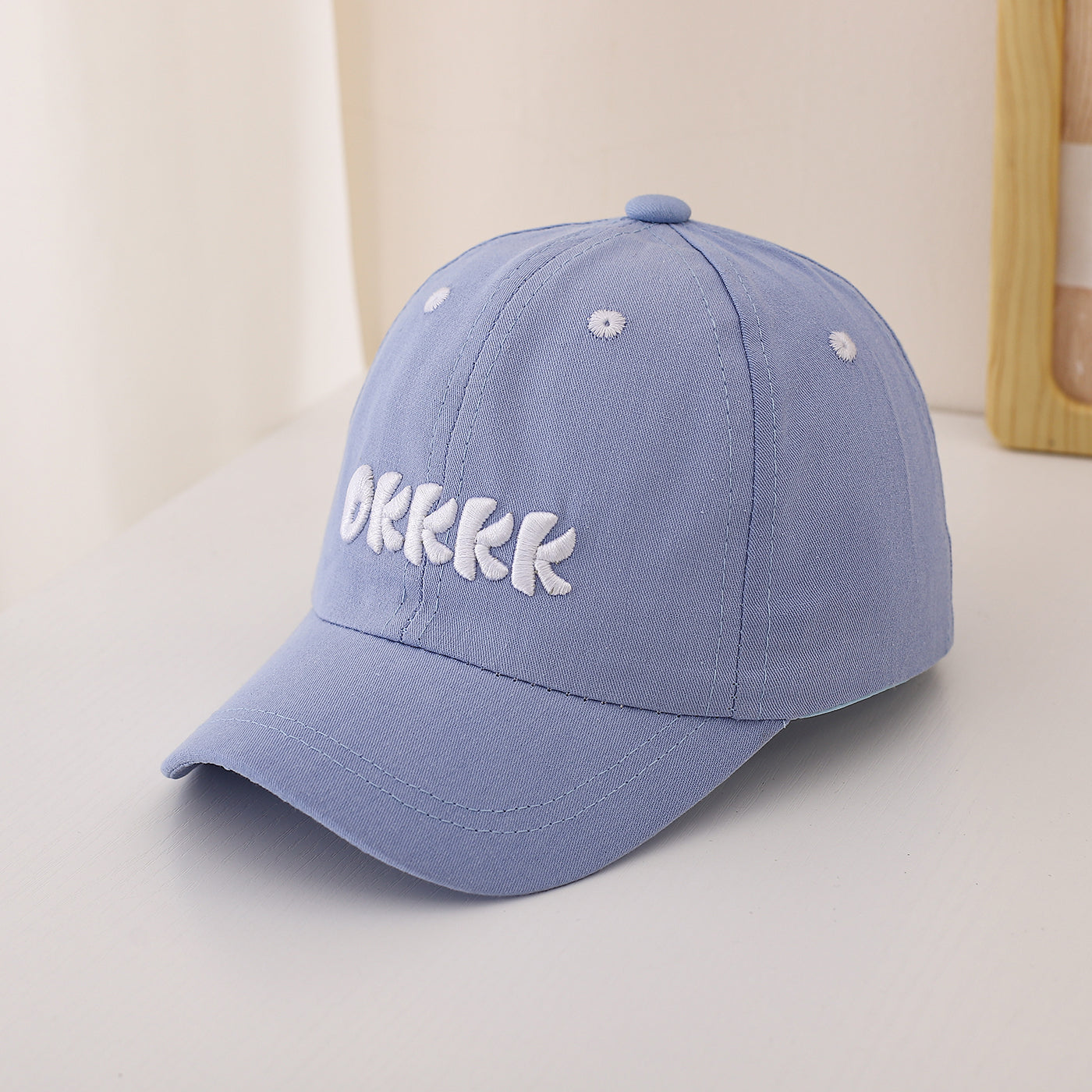 Casual Letter Embroidery Baseball Cap For Children Unisex In Beige, 1 Piece