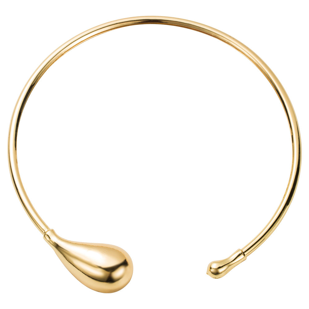 New Style Water Droplets Gold Choker Necklace For Women Featuring Electroplated Alloy Pendant