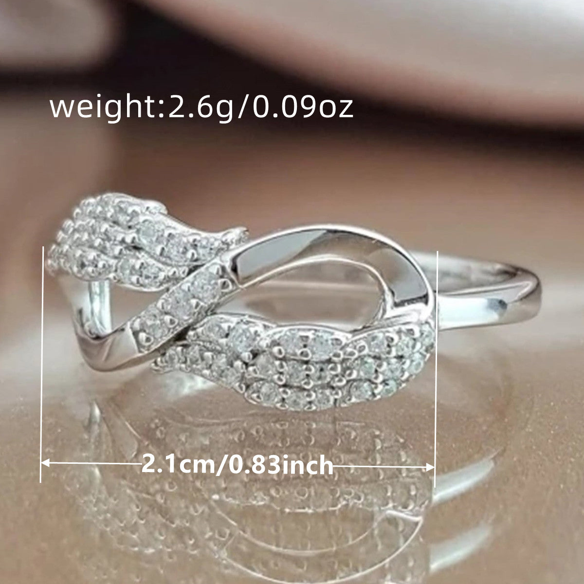 Infinity Claw Setting Ring For Women In Copper With White K Water Plating And Zircon Inlay