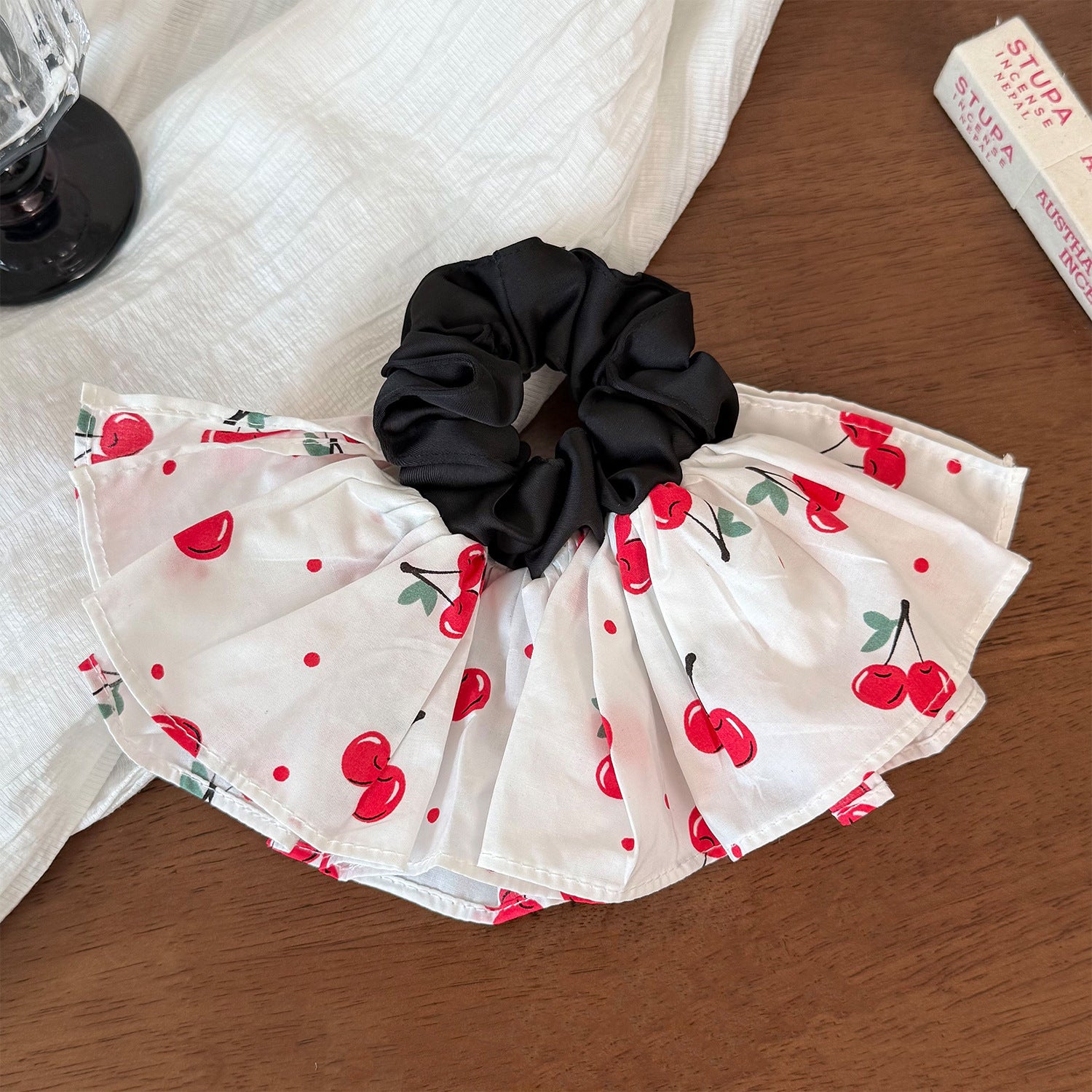 Sweet Cherry Pattern Cloth Scrunchie Hair Accessory For  Spring And Summer
