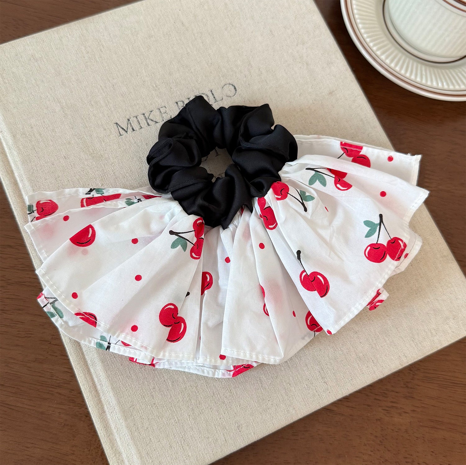 Sweet Cherry Pattern Cloth Scrunchie Hair Accessory For  Spring And Summer