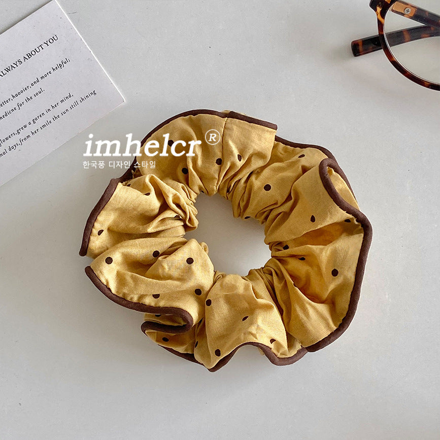 New Style Polka Dots Scrunchie For Women In Yellow Cloth, Perfect For  Spring And Summer