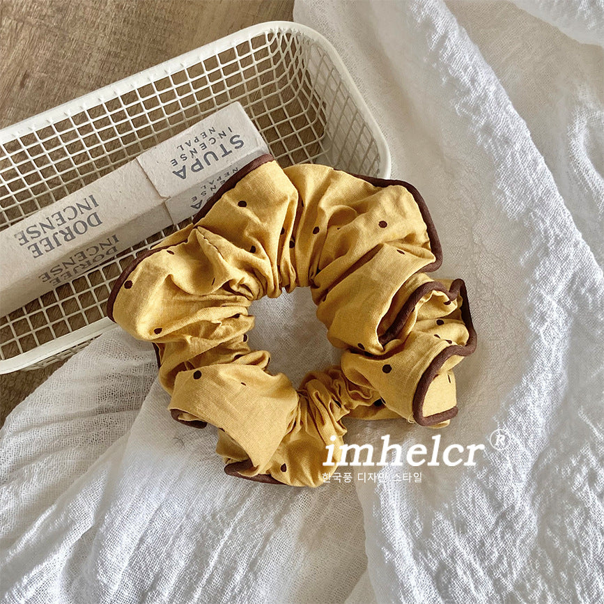 New Style Polka Dots Scrunchie For Women In Yellow Cloth, Perfect For  Spring And Summer