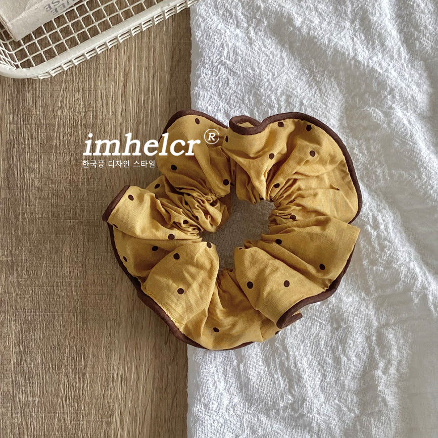 New Style Polka Dots Scrunchie For Women In Yellow Cloth, Perfect For  Spring And Summer
